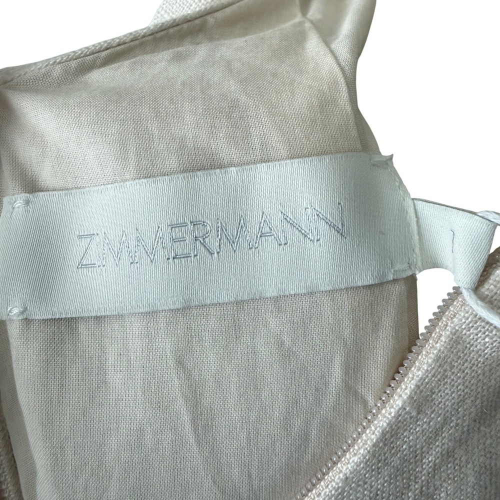 ✨EURO SUMMER ICON✨ Zimmermann Lexi Ivory Palm Linen Column Dress NWT SZ 1 US 6 - Picture 5 of 9